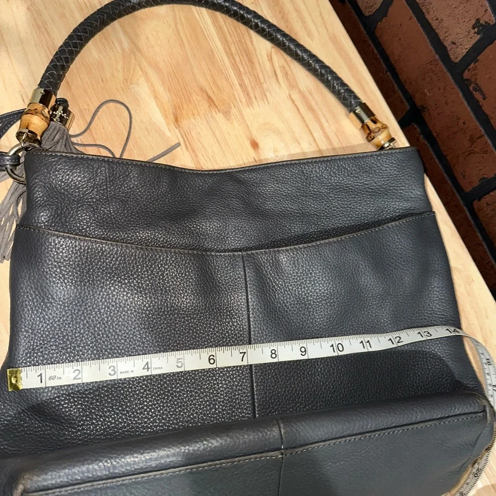 Elaine Turner Blue Leather Y2K Slouch Hobo Shoulder Bag Handbag Purse
